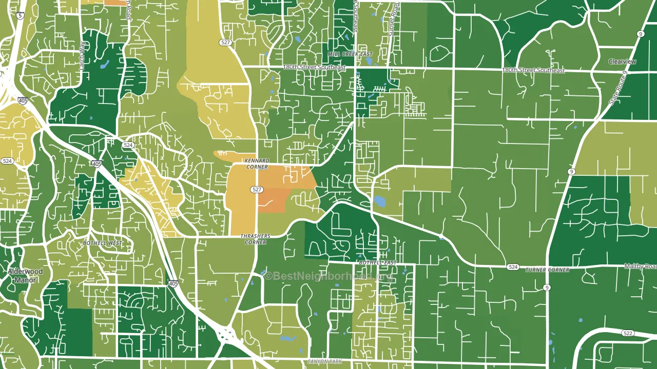 North Creek, Bothell, WA block-group voter-turnout map
