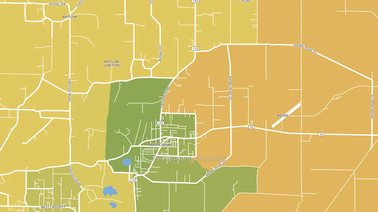 North Crossett, AR block-group voter-turnout map