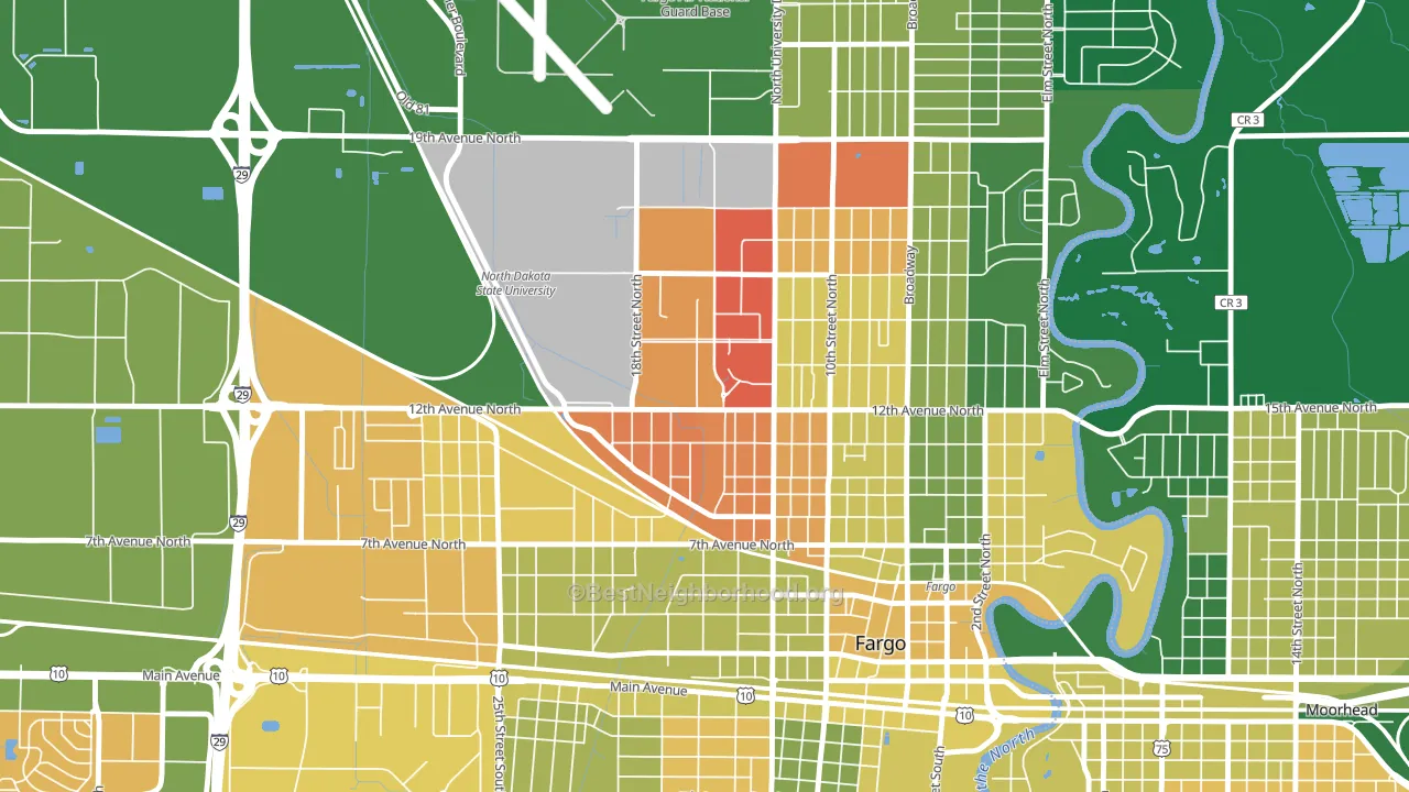 North Dakota State University, Fargo, ND block-group voter-turnout map