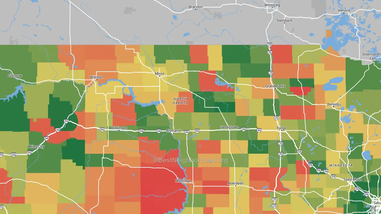 North Dakota block-group voter-turnout map