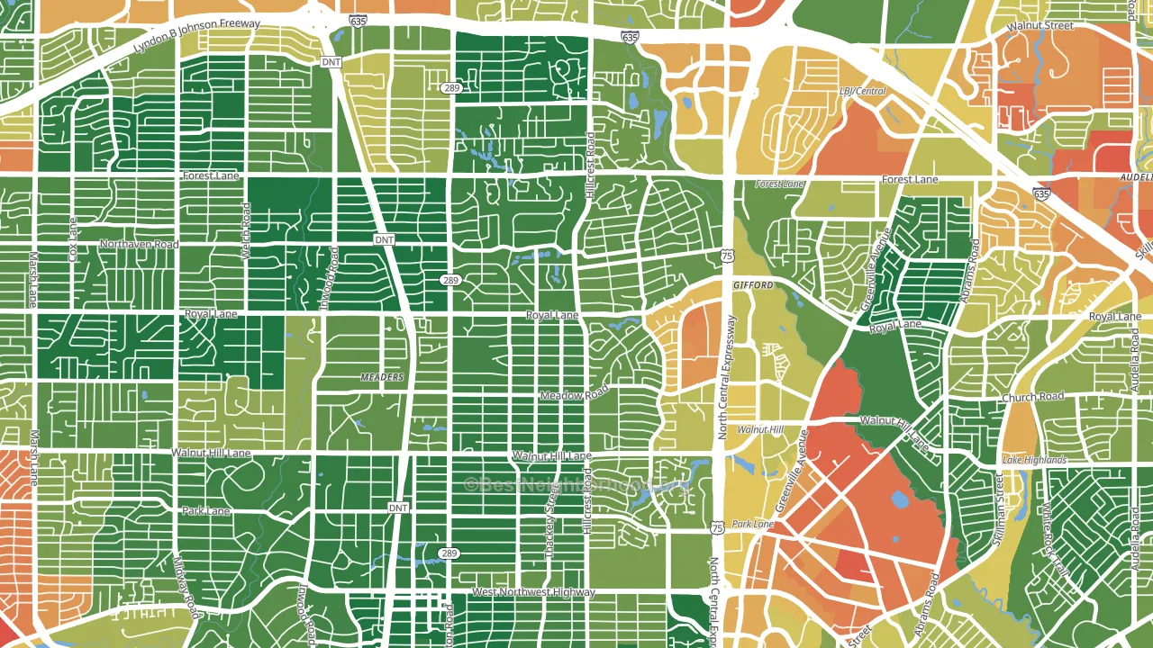 North Dallas, Dallas, TX block-group voter-turnout map