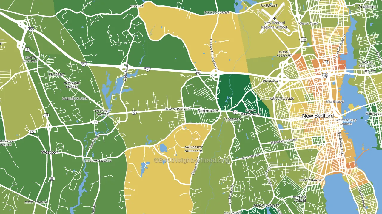 North Dartmouth, MA block-group voter-turnout map
