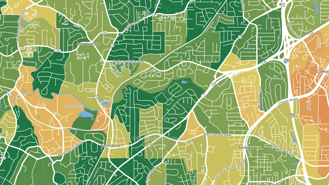 North Decatur, GA block-group voter-turnout map
