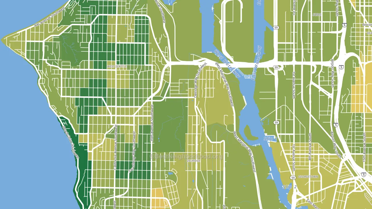 North Delridge, Seattle, WA block-group voter-turnout map