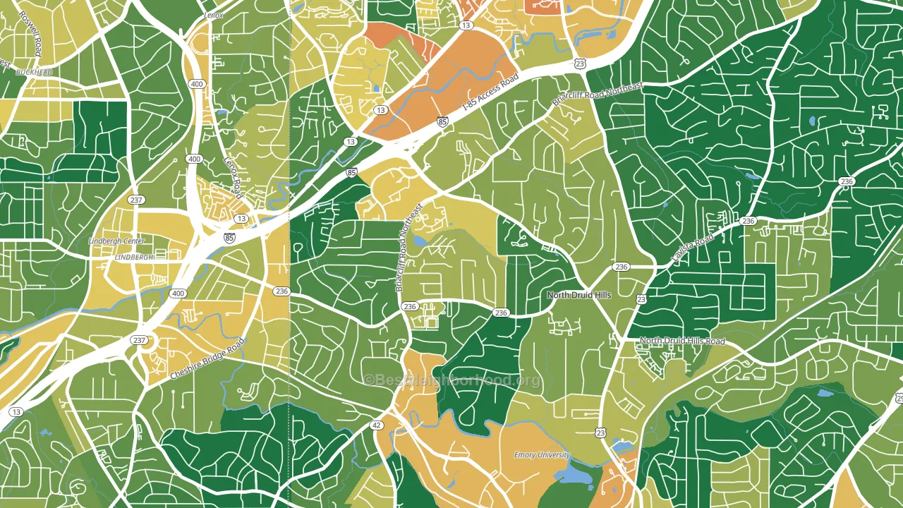 North Druid Hills, GA block-group voter-turnout map