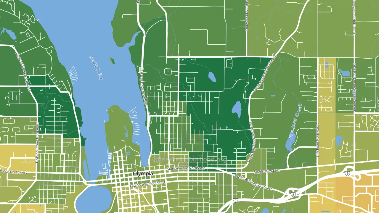 North East, Olympia, WA block-group voter-turnout map