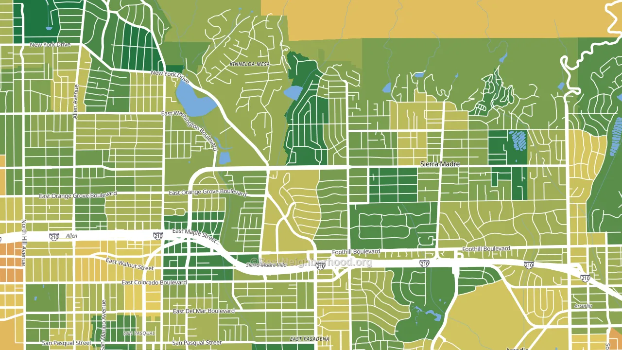 North East, Pasadena, CA block-group voter-turnout map