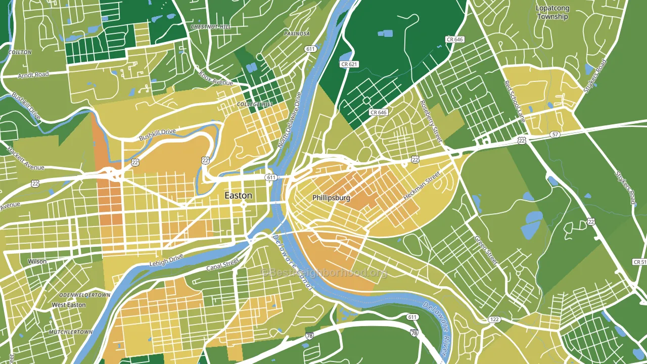 North End, Phillipsburg, NJ block-group voter-turnout map