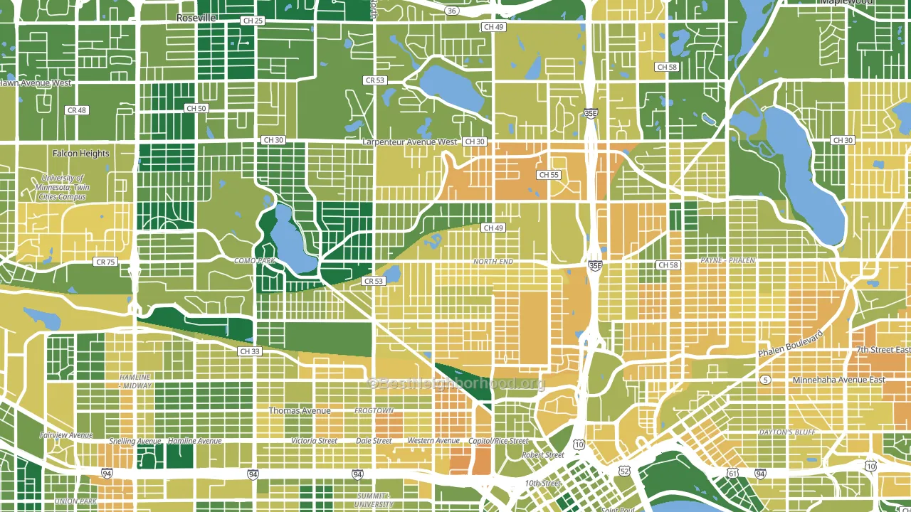 North End, St. Paul, MN block-group voter-turnout map