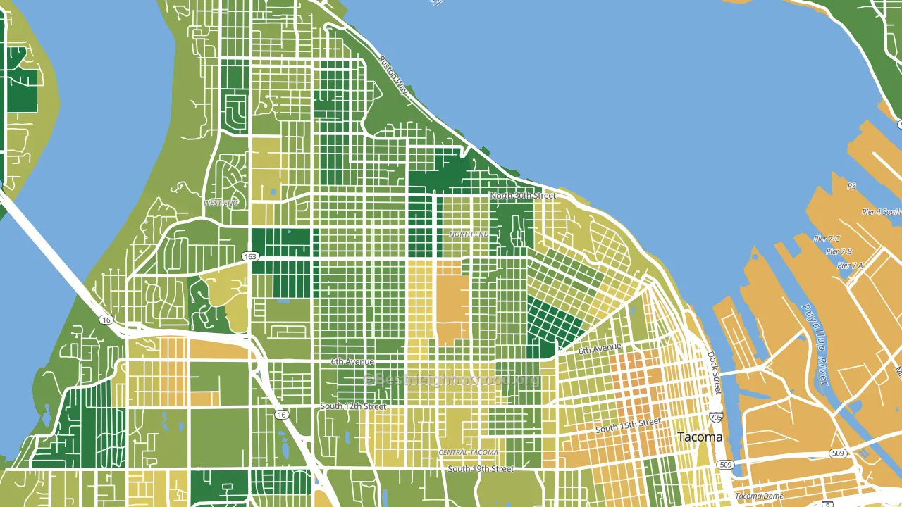 North End, Tacoma, WA block-group voter-turnout map