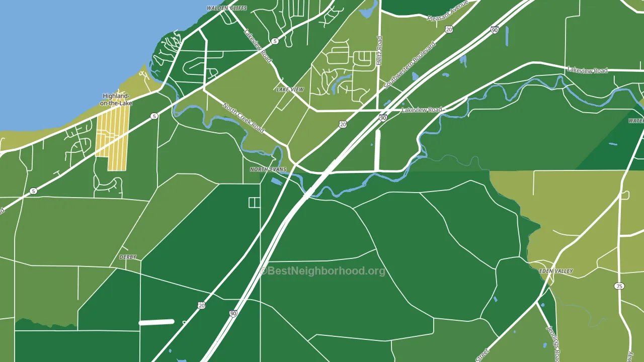 North Evans, NY block-group voter-turnout map