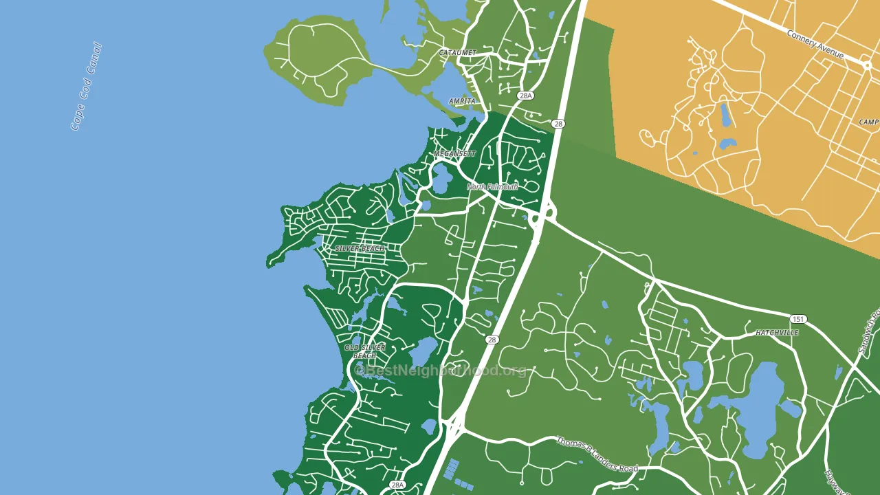 North Falmouth, MA block-group voter-turnout map