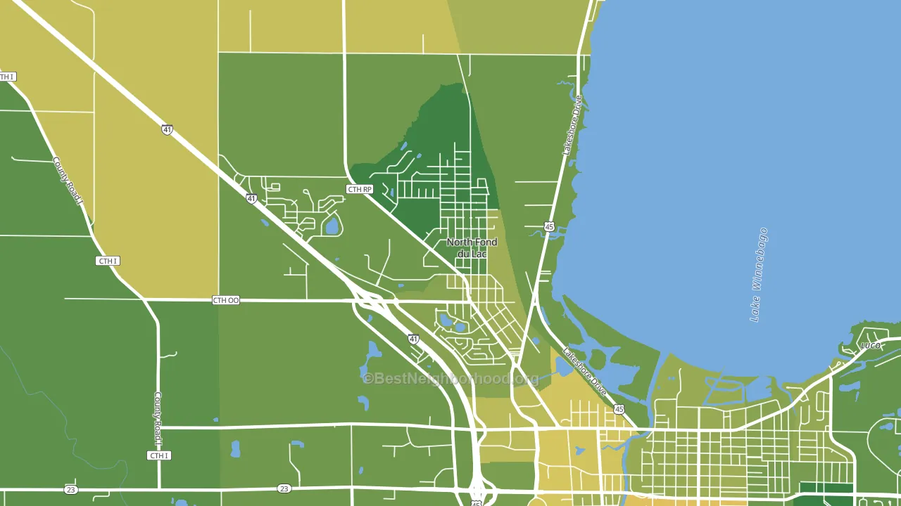 North Fond du Lac, WI block-group voter-turnout map