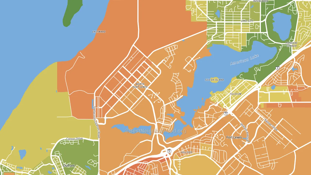 North Fort Lewis, WA block-group voter-turnout map