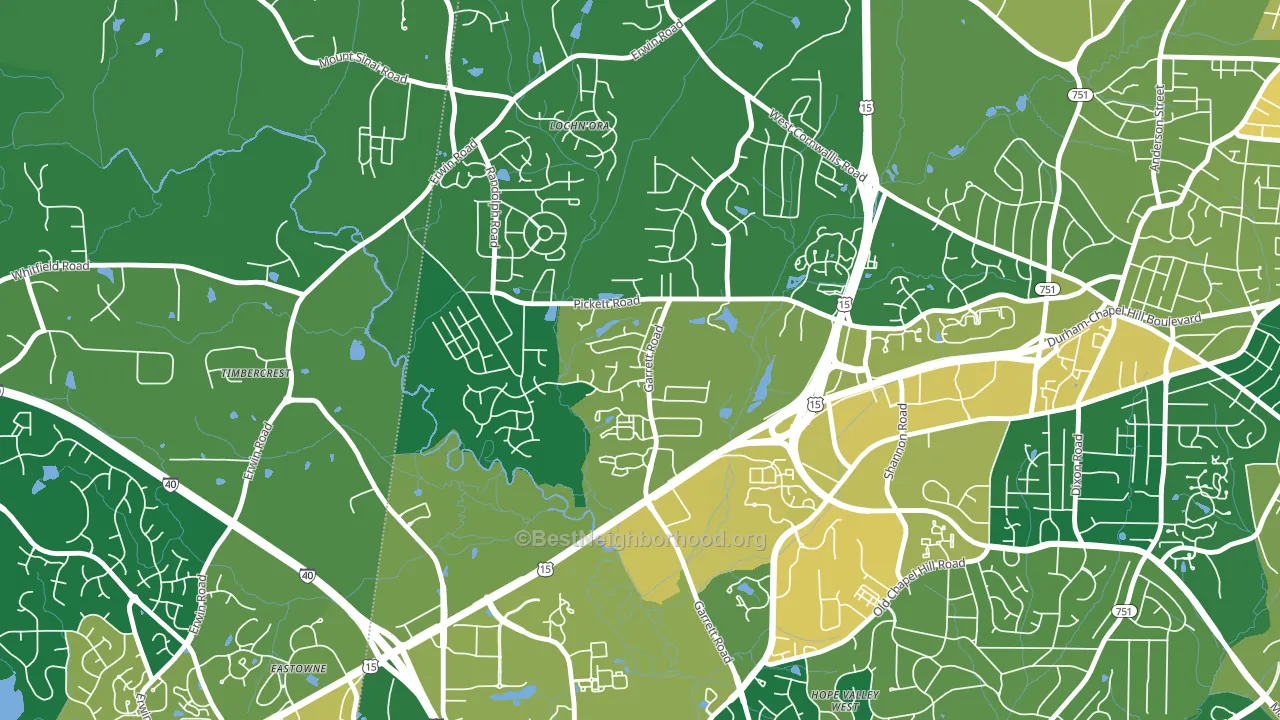 North Garrett Road, Durham, NC block-group voter-turnout map
