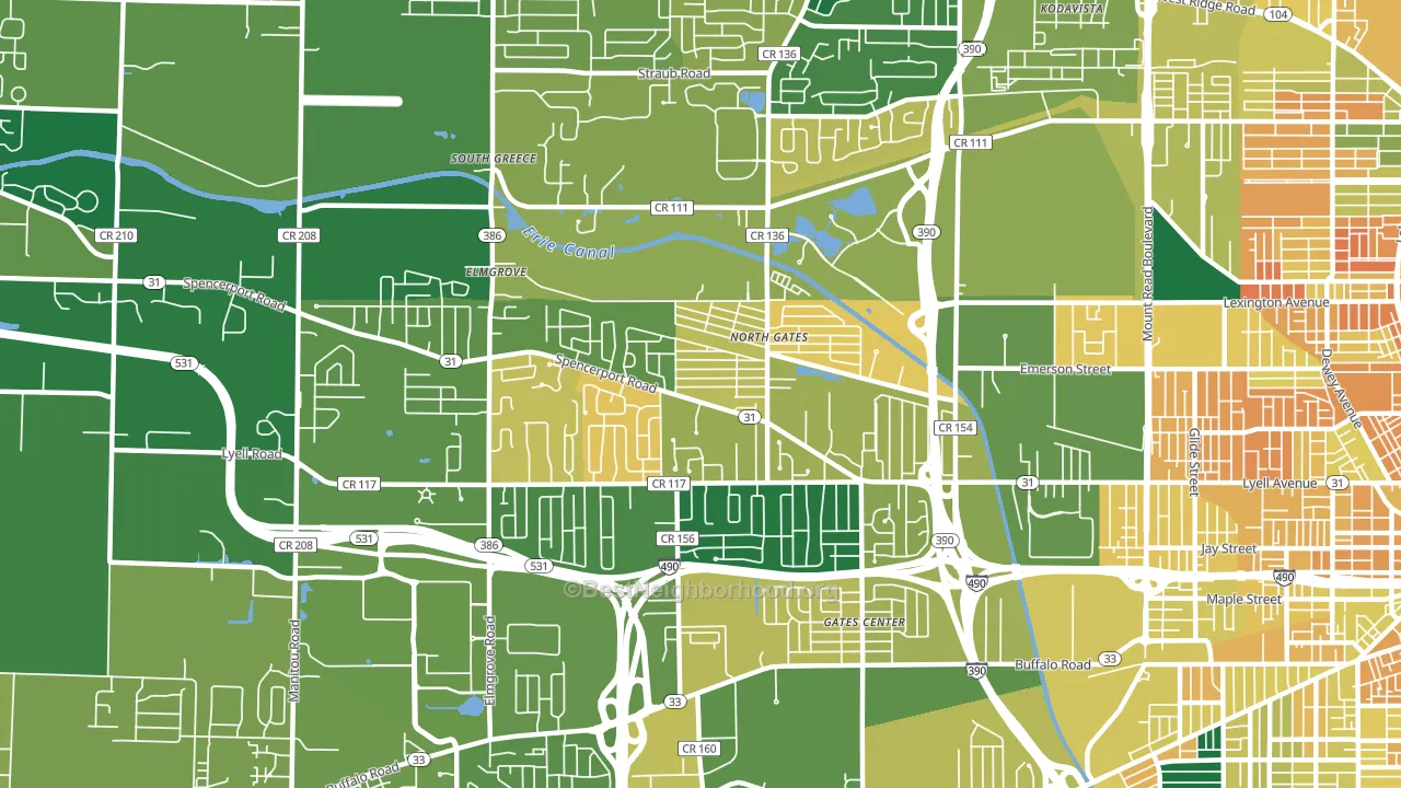 North Gates, NY block-group voter-turnout map