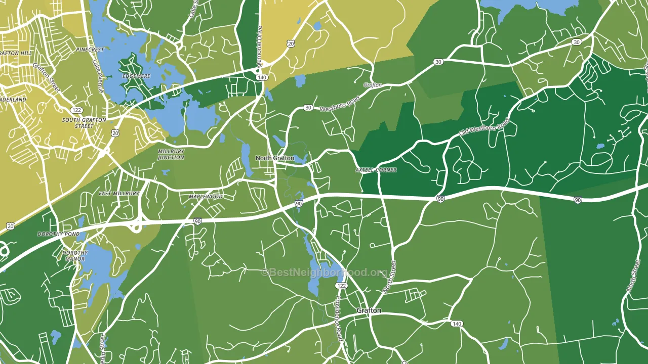 North Grafton, MA block-group voter-turnout map