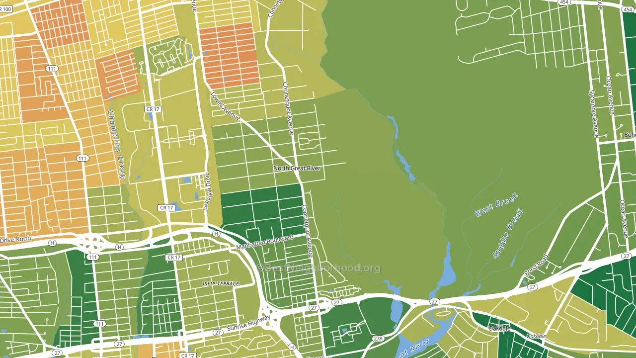 North Great River, NY block-group voter-turnout map