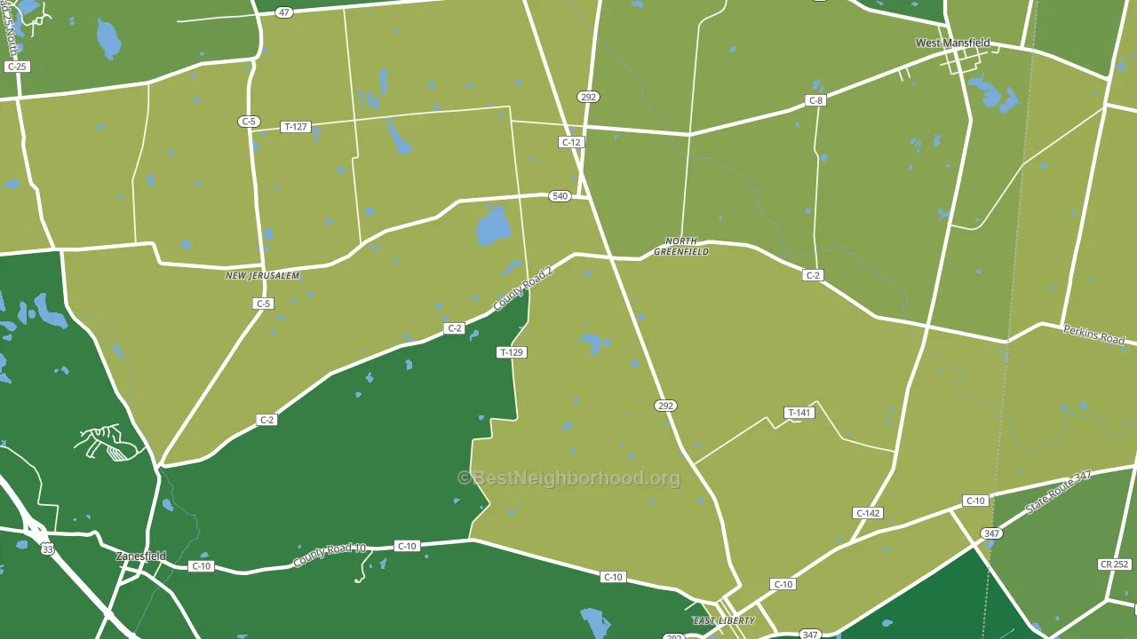 North Greenfield, OH block-group voter-turnout map