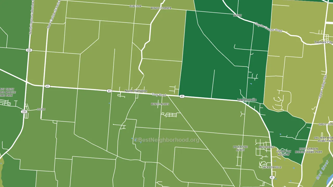 North Hampton, OH block-group voter-turnout map