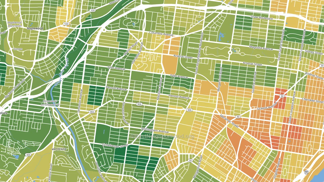 North Hampton, St. Louis, MO block-group voter-turnout map