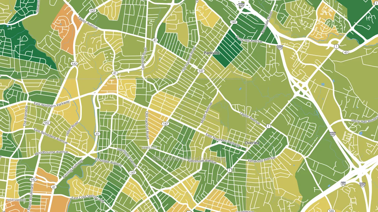 North Harford Road, Baltimore, MD block-group voter-turnout map