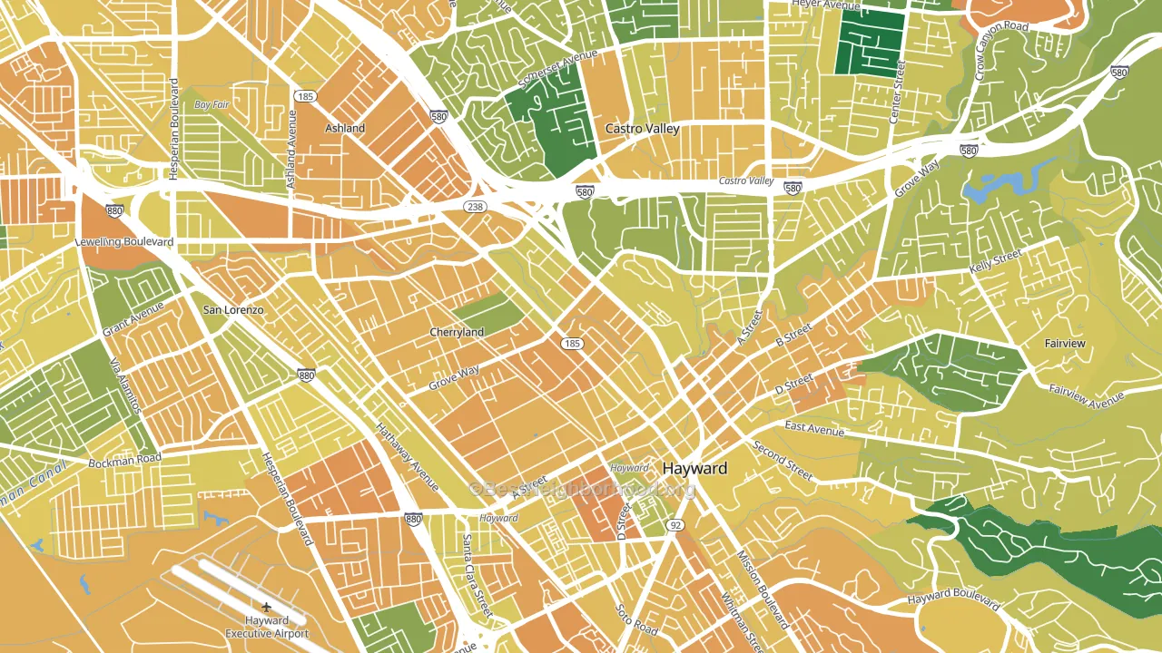 North Hayward, Hayward, CA block-group voter-turnout map