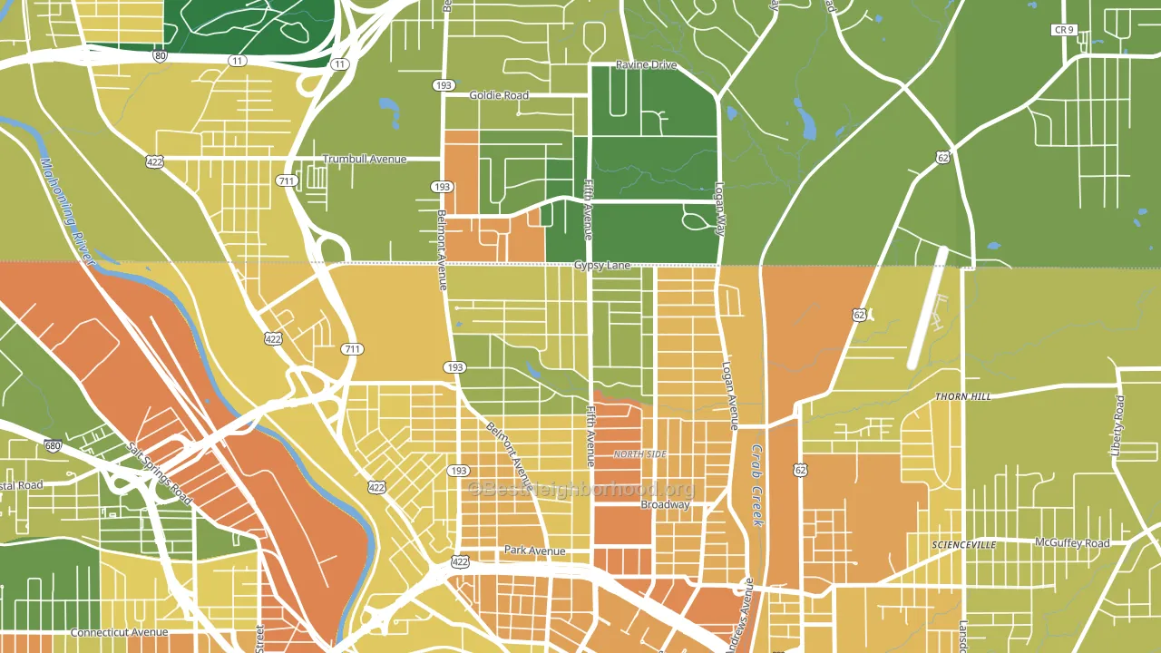 North Heights, Youngstown, OH block-group voter-turnout map