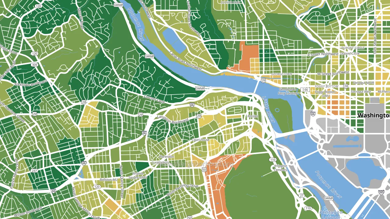 North Highland, Arlington, VA block-group voter-turnout map