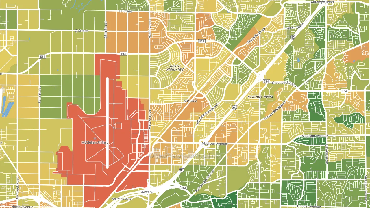 North Highlands, CA block-group voter-turnout map