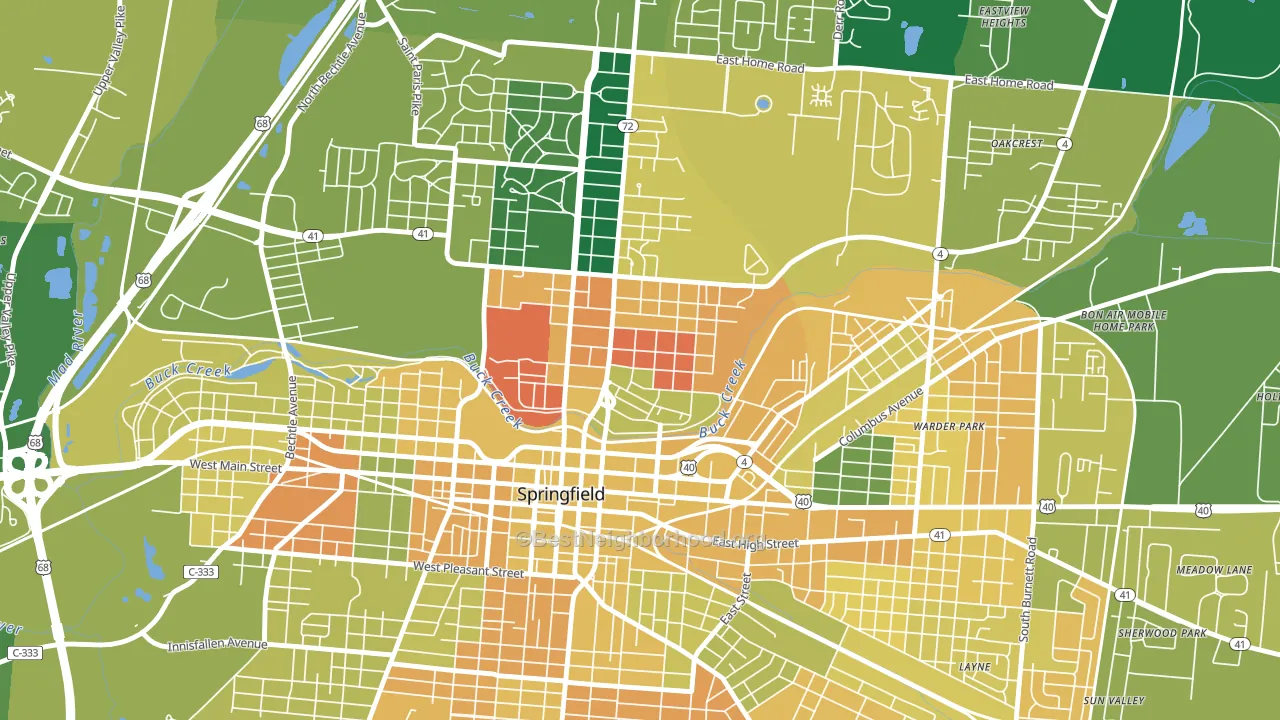 North Hill, Springfield, OH block-group voter-turnout map