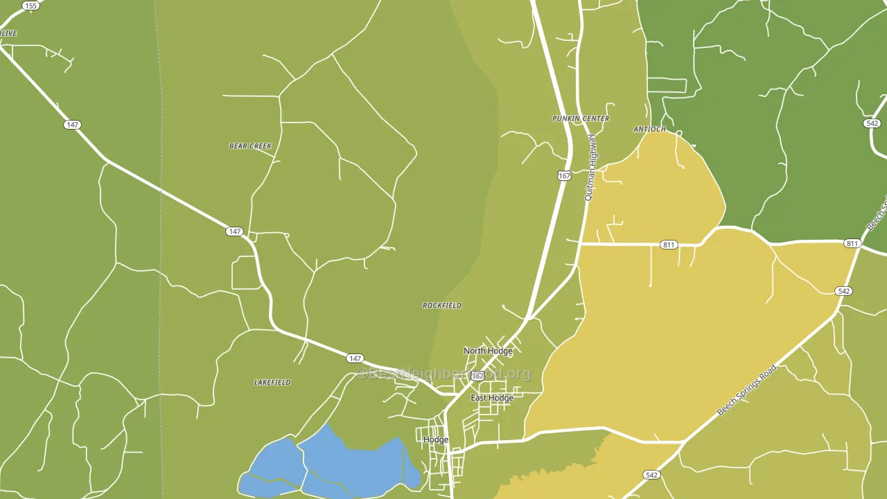 North Hodge, LA block-group voter-turnout map