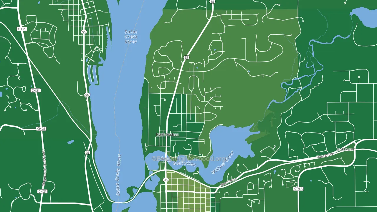 North Hudson, WI block-group voter-turnout map