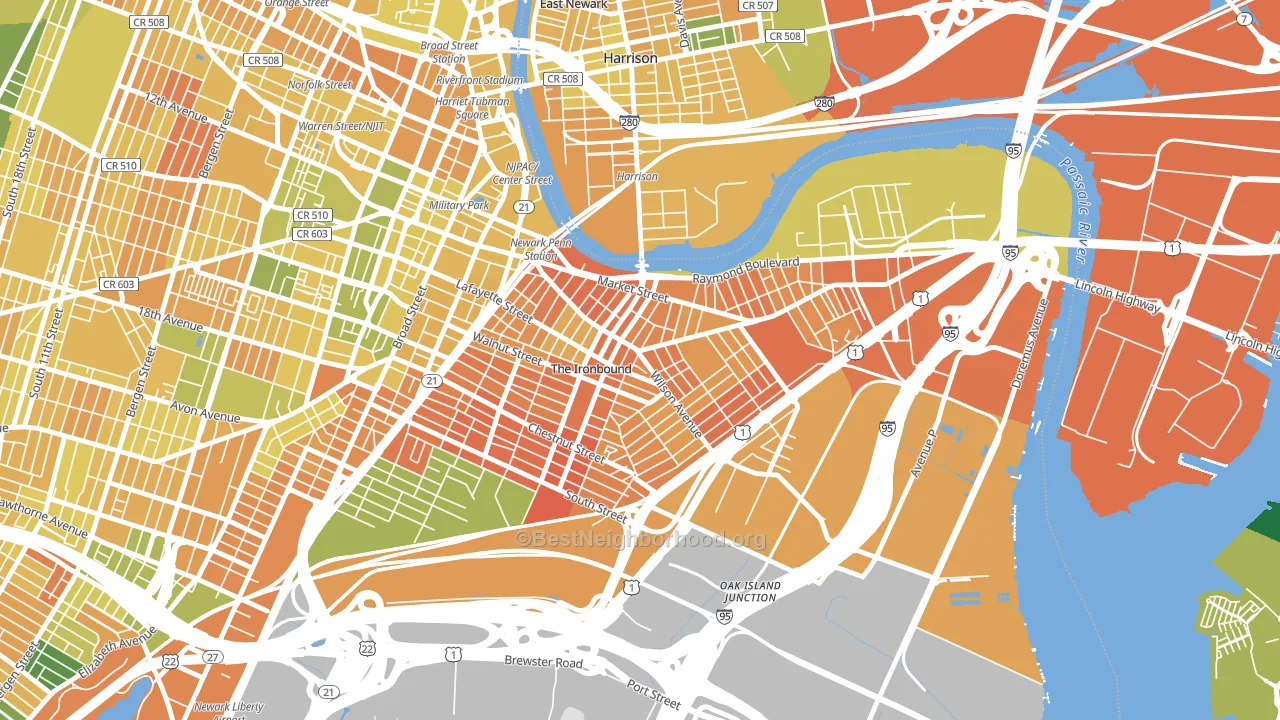 North Ironbound, Newark, NJ block-group voter-turnout map