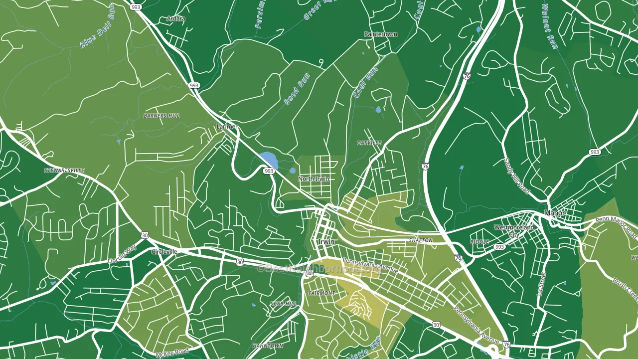 North Irwin, PA block-group voter-turnout map
