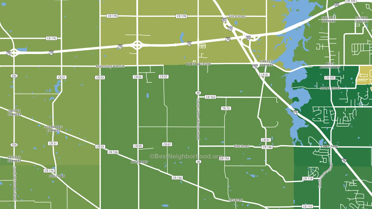 North Jackson, OH block-group voter-turnout map