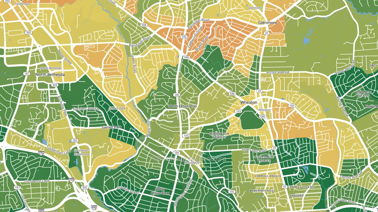 North Kensington, Kensington, MD block-group voter-turnout map