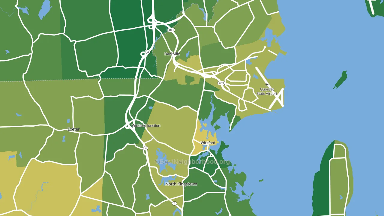North Kingstown, RI block-group voter-turnout map