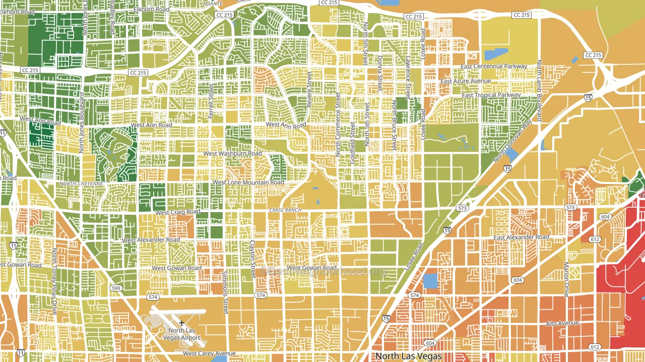 North Last Vegas, North Las Vegas, NV block-group voter-turnout map