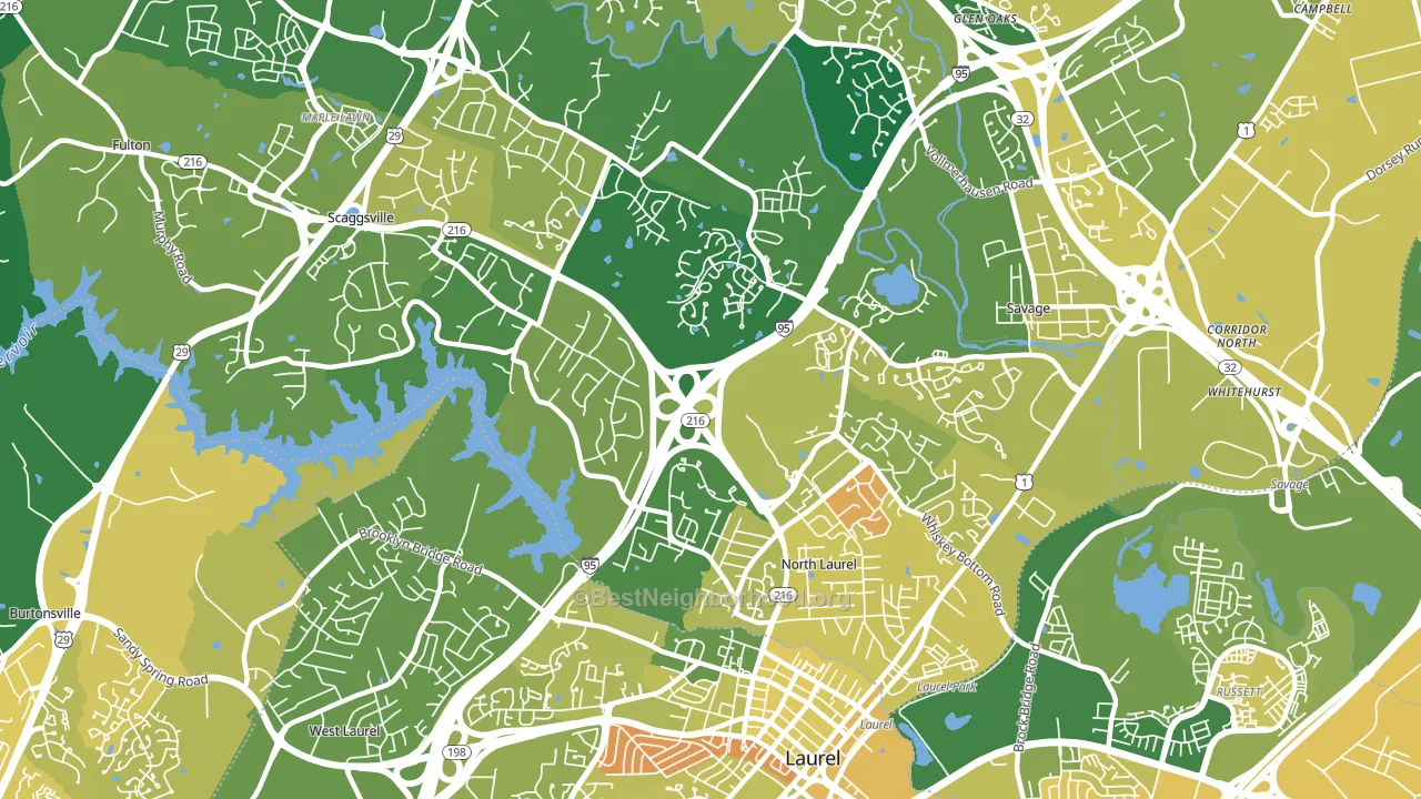 North Laurel, Scaggsville, MD block-group voter-turnout map