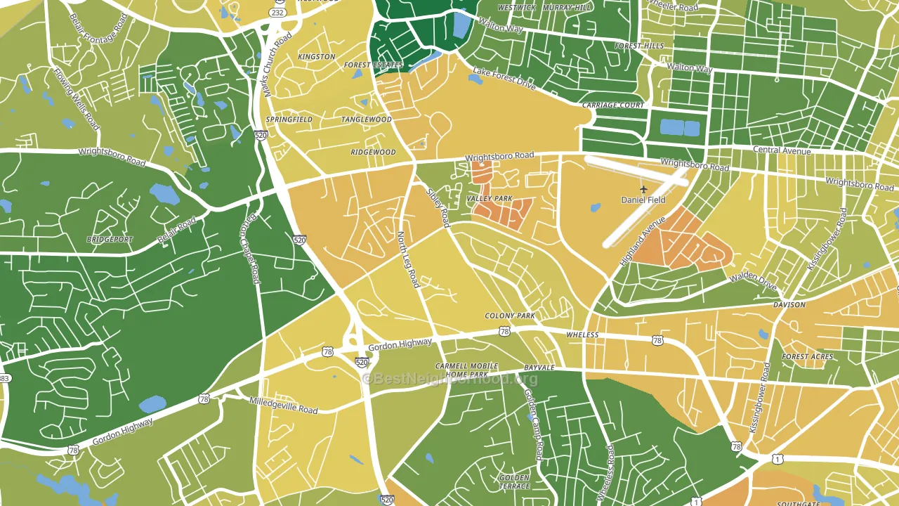 North Leg, Augusta, GA block-group voter-turnout map