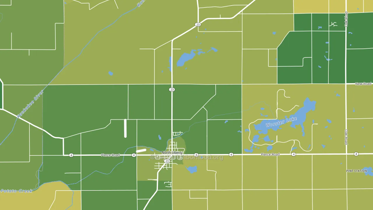 North Liberty, IN block-group voter-turnout map
