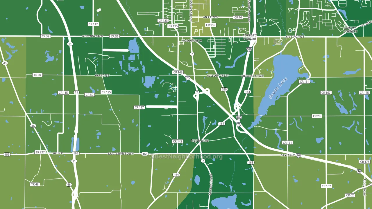 North Lima, OH block-group voter-turnout map