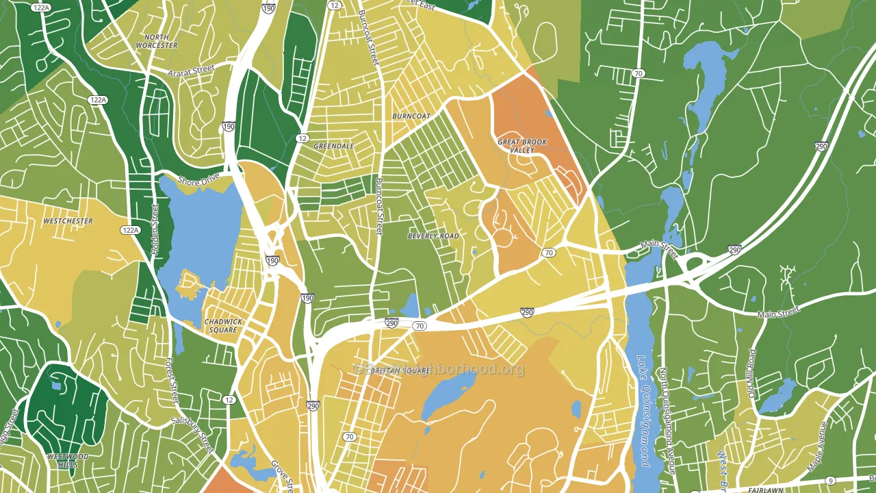 North Lincoln Street, Worcester, MA block-group voter-turnout map