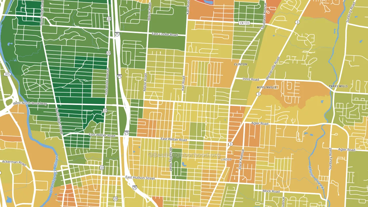 North Linden, Columbus, OH block-group voter-turnout map