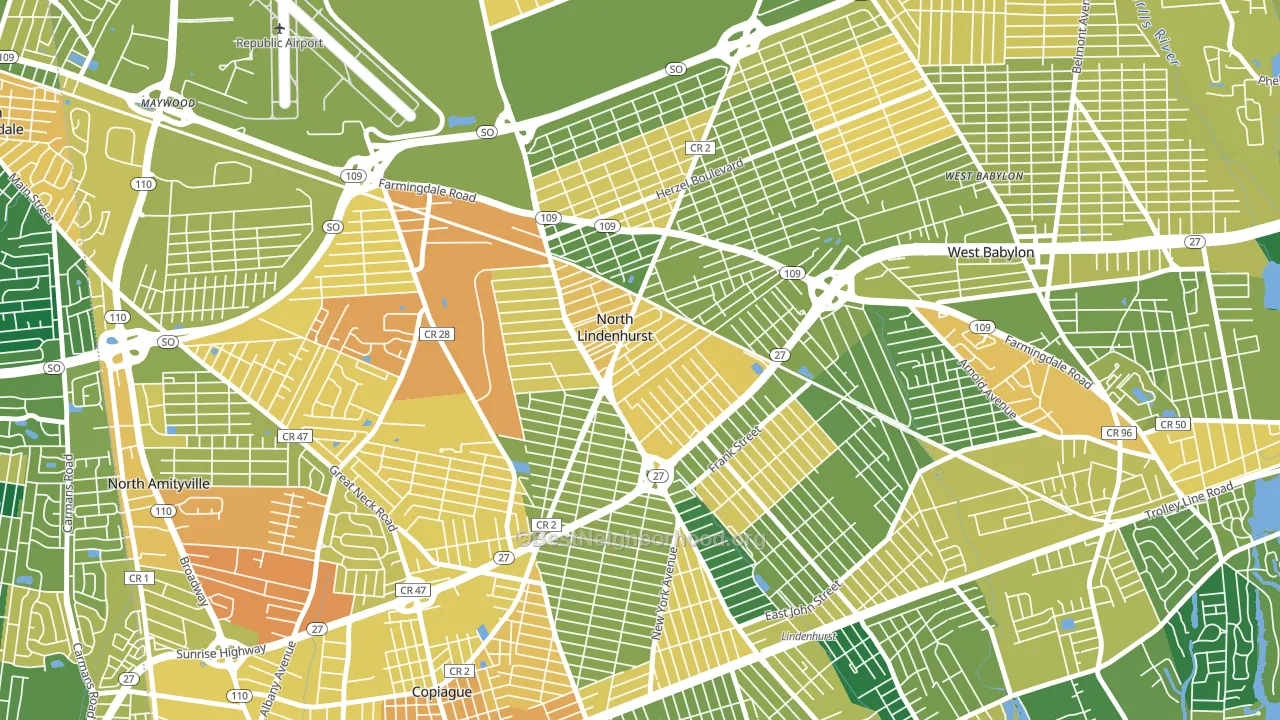 North Lindenhurst, NY block-group voter-turnout map