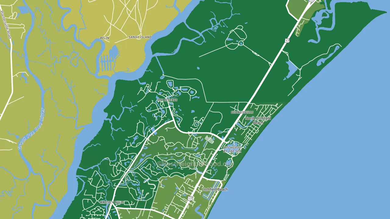 North Litchfield Beach, SC block-group voter-turnout map