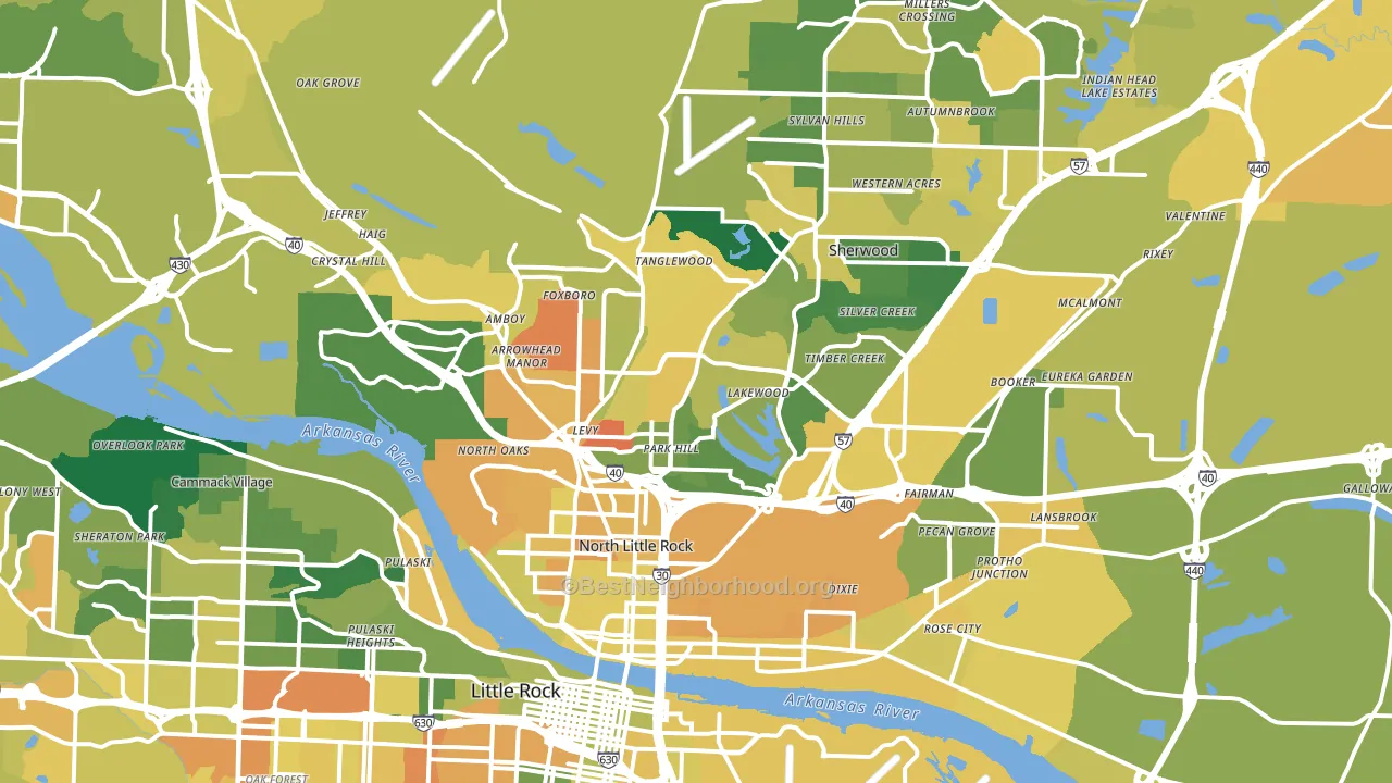 North Little Rock, AR block-group voter-turnout map