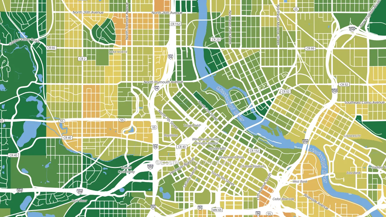 North Loop, Minneapolis, MN block-group voter-turnout map