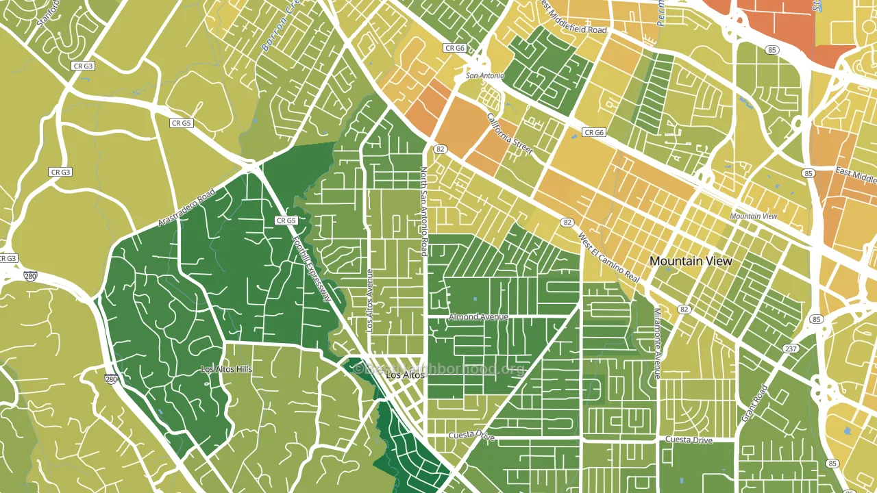 North Los Altos, Los Altos, CA block-group voter-turnout map